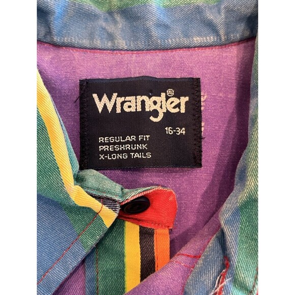 Wrangler Vintage Brushpopper Button Shirt Mens X Long Tail Sz 16-34 Stripes - Picture 5 of 7